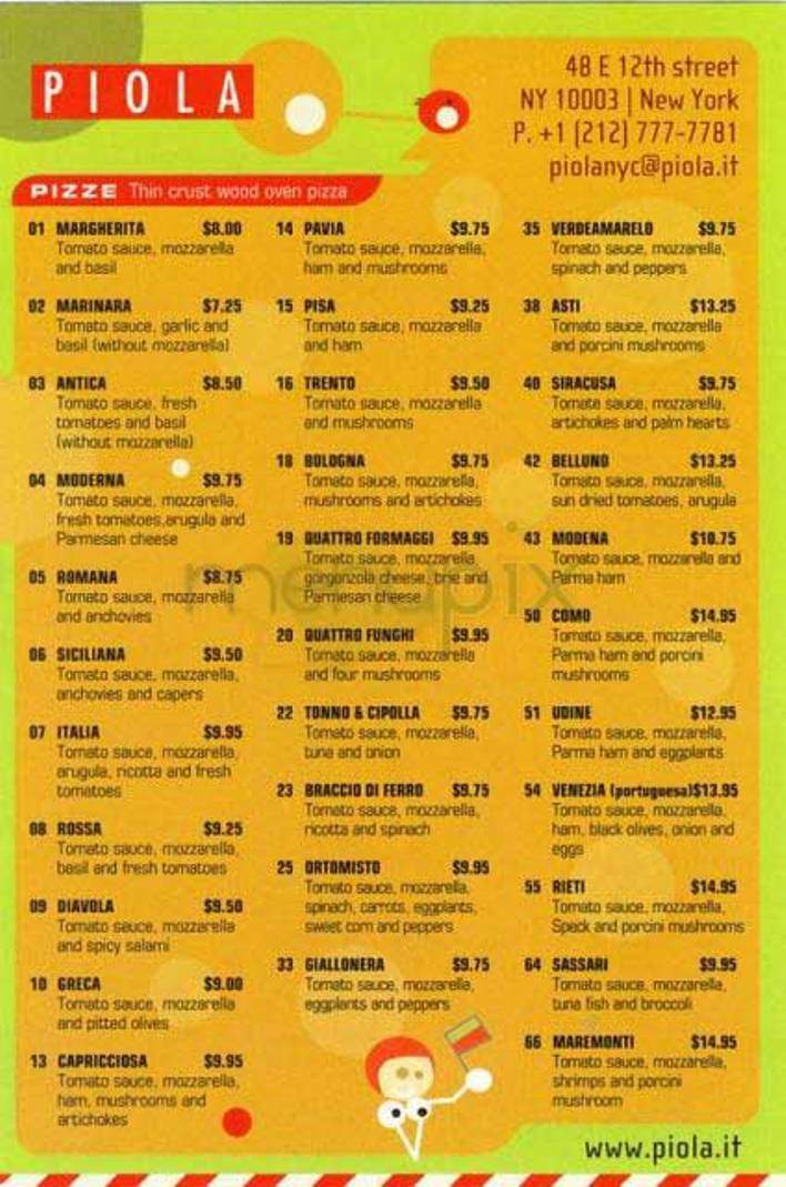 Piola - New York, NY menu_pic