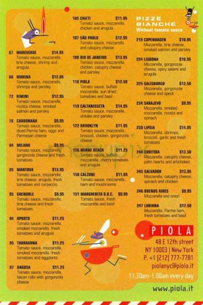 Piola - New York, NY menu_pic