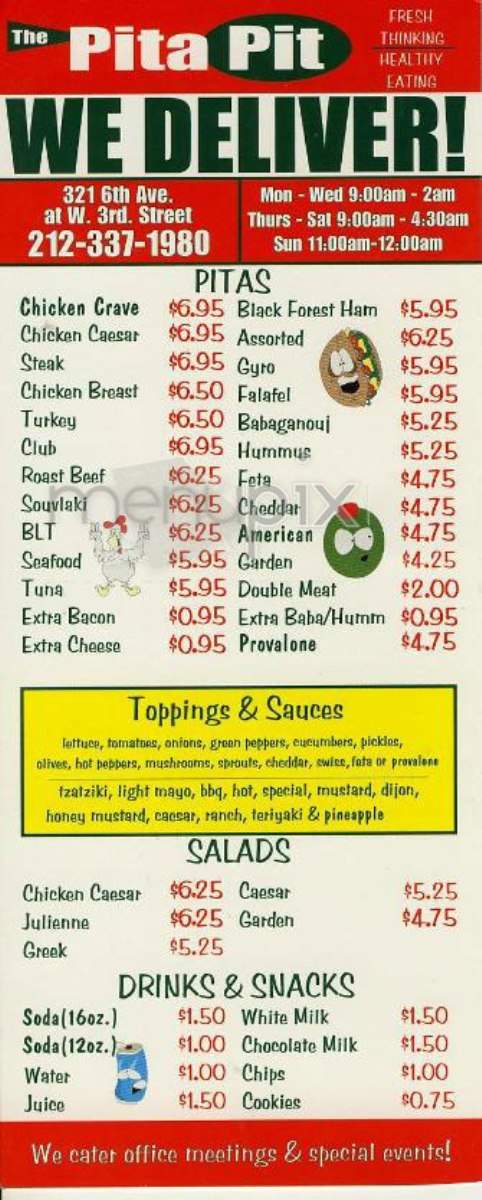 The Pita Pit - New York, NY menu_pic