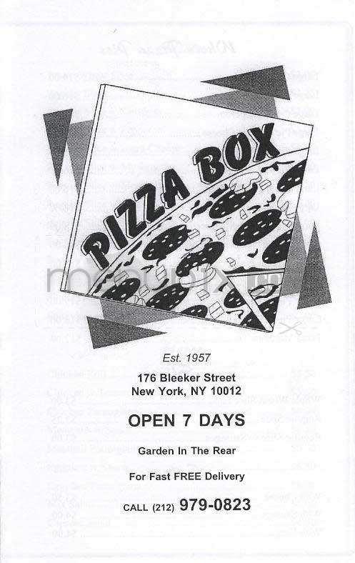 Pizza Box - New York, NY menu_pic