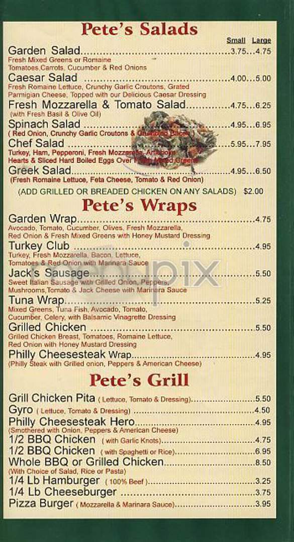 Pizza Pete's - New York, NY menu_pic