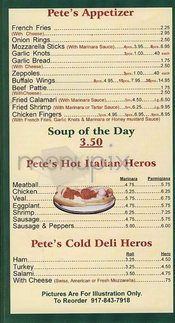 Pizza Pete's - New York, NY menu_pic
