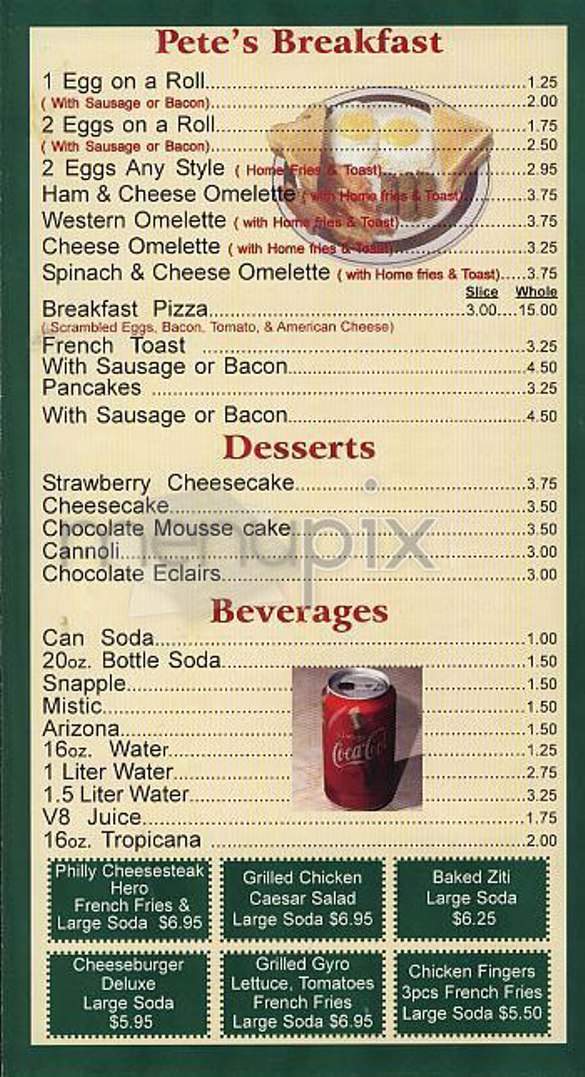 Pizza Pete's - New York, NY menu_pic
