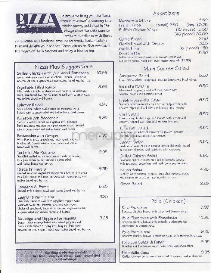 Pizza Plus - New York, NY menu_pic