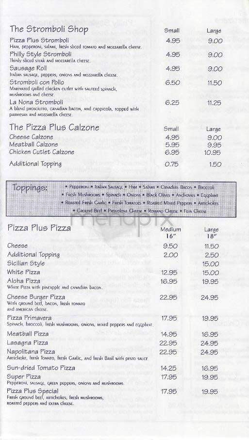 Pizza Plus - New York, NY menu_pic