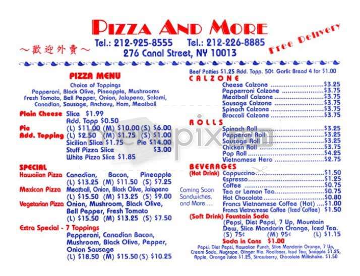 Pizza and More - New York, NY menu_pic