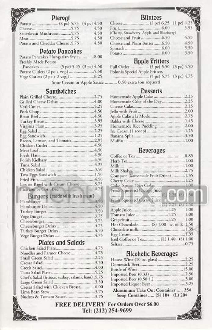 Polonia - New York, NY menu_pic
