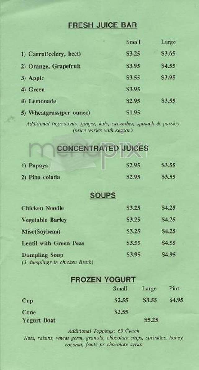 Poochie's Natural Cafe - New York, NY menu_pic
