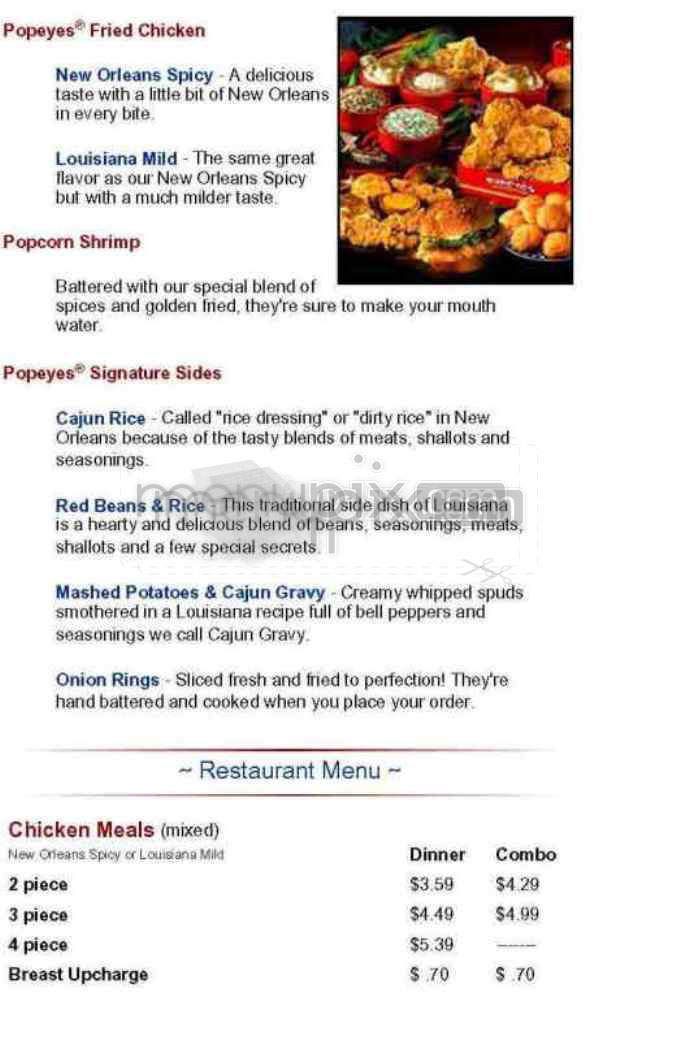 Popeye's Chicken & Biscuits - New York, NY menu_pic