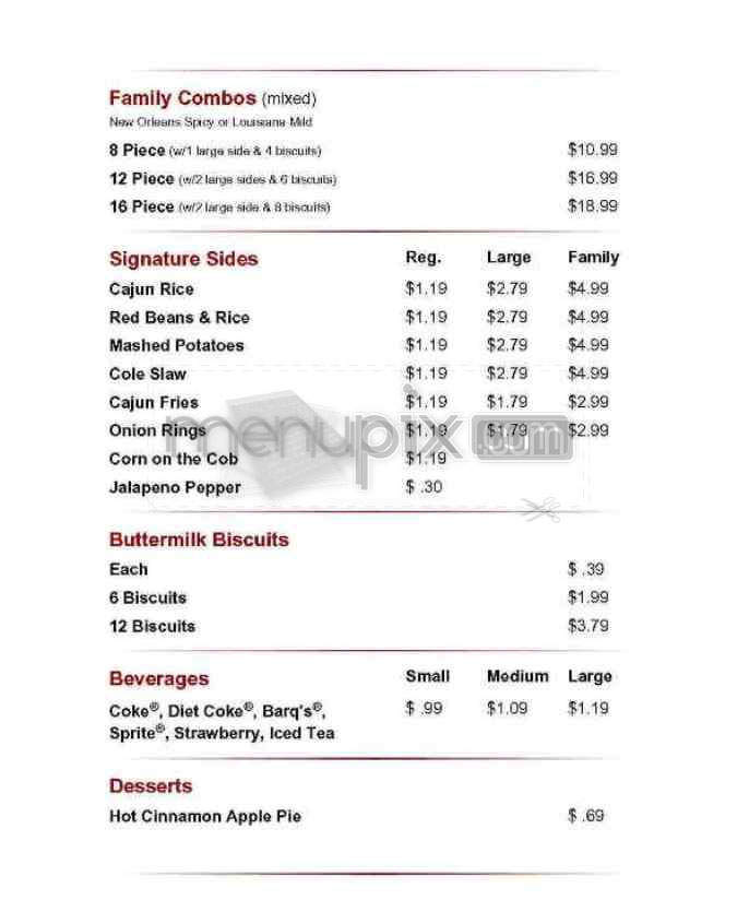 Popeye's Chicken & Biscuits - New York, NY menu_pic