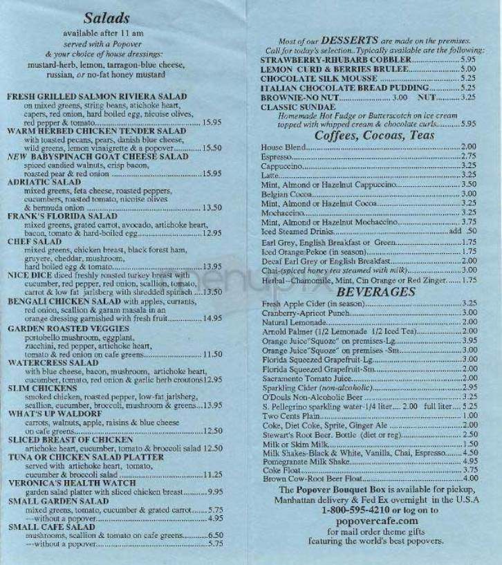 Popover Cafe - New York, NY menu_pic