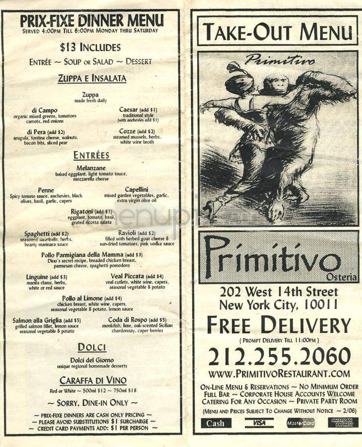 Primitivo Osteria - New York, NY menu_pic