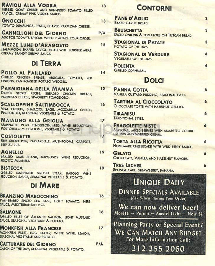 Primitivo Osteria - New York, NY menu_pic