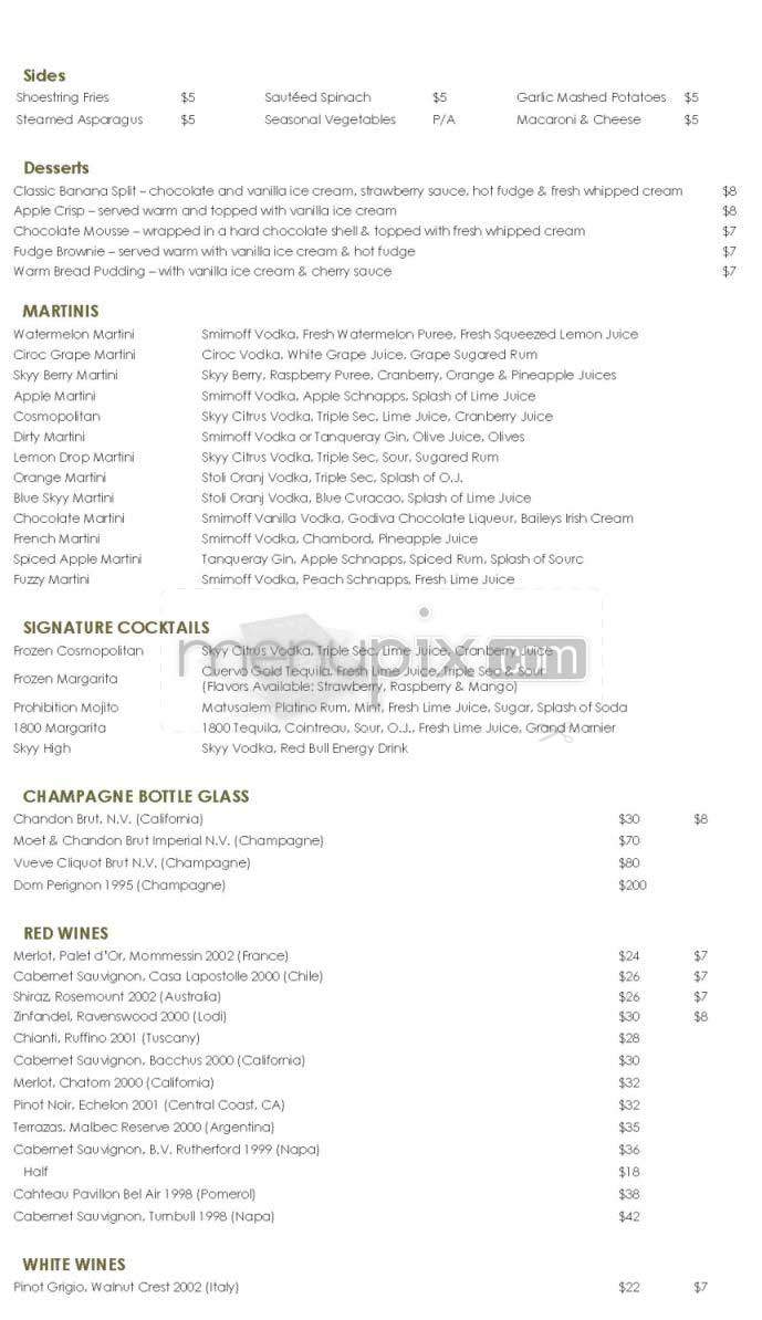 Prohibition - Westwood, NJ menu_pic