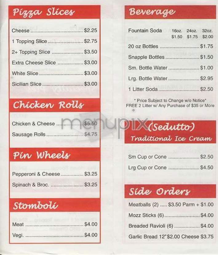 Pronto Pizza - New York, NY menu_pic