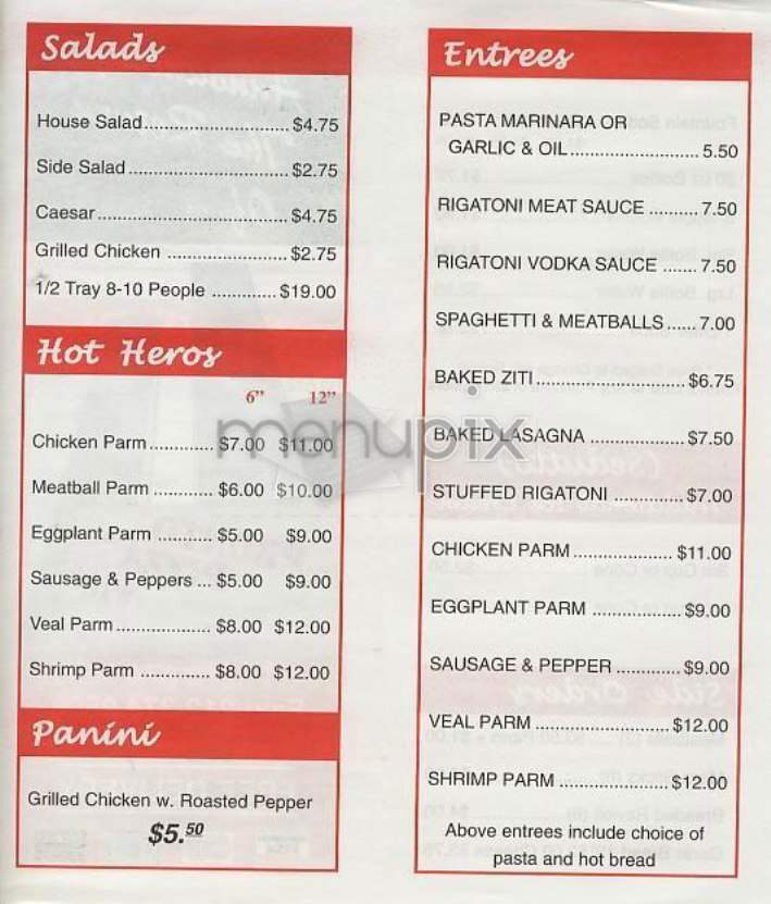 Pronto Pizza - New York, NY menu_pic