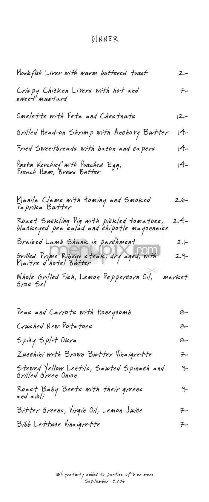 Prune - New York, NY menu_pic