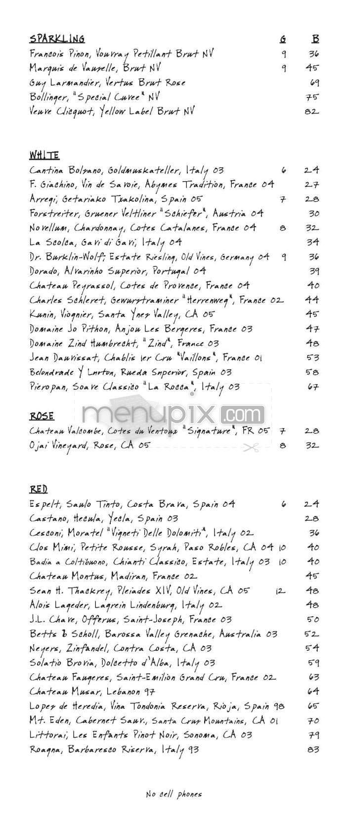 Prune - New York, NY menu_pic