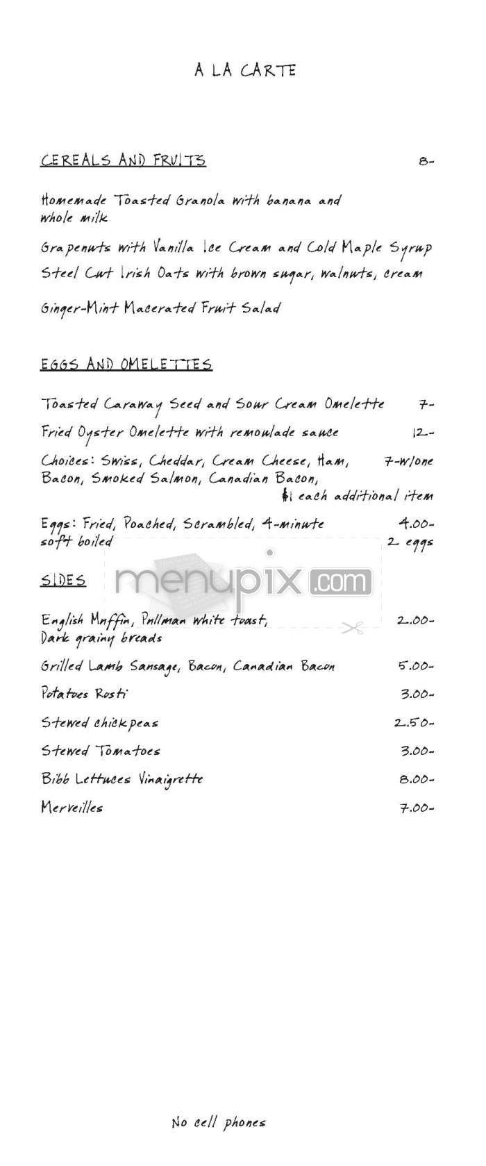 Prune - New York, NY menu_pic