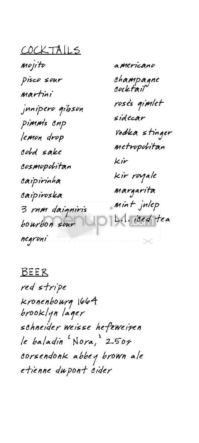 Prune - New York, NY menu_pic