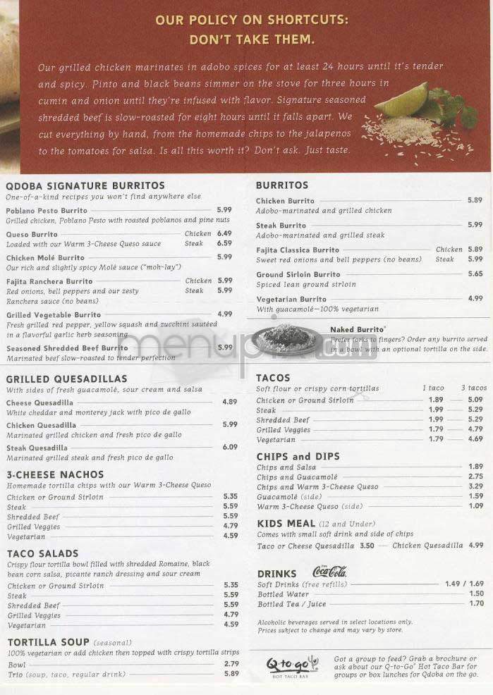 Qdoba Mexican Grill - Hoboken, NJ menu_pic