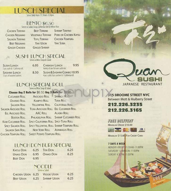 Quan Sushi - New York, NY menu_pic