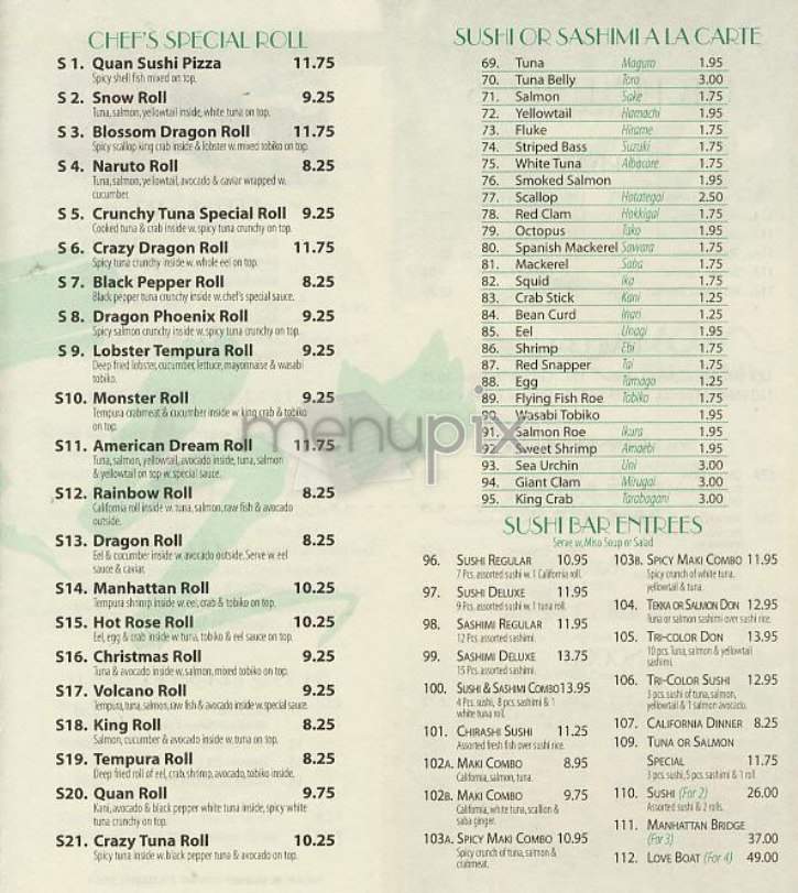 Quan Sushi - New York, NY menu_pic