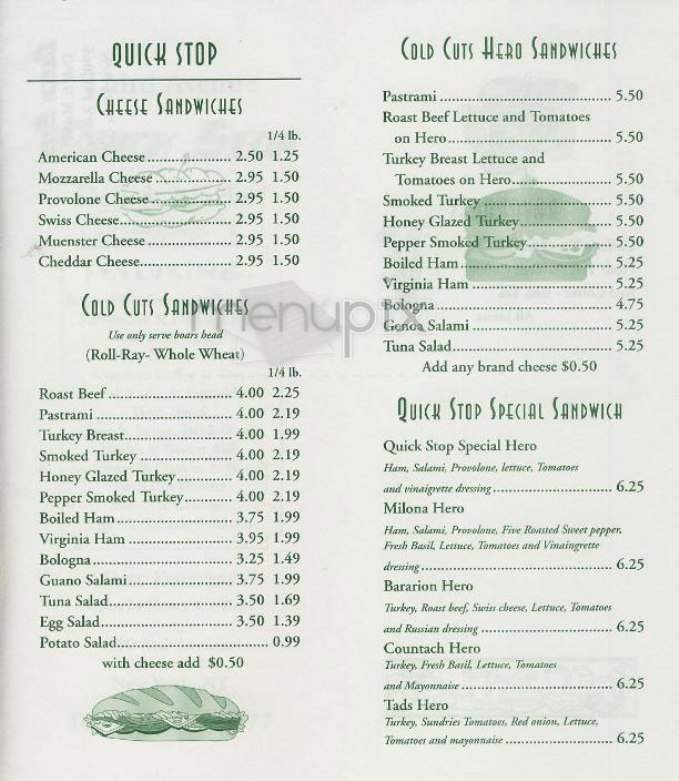 Quick Stop - New York, NY menu_pic