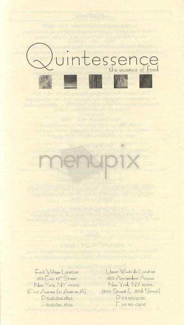 Quintessence - New York, NY menu_pic