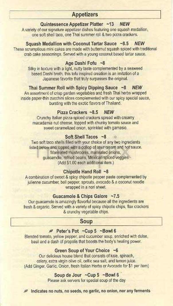 Quintessence - New York, NY menu_pic