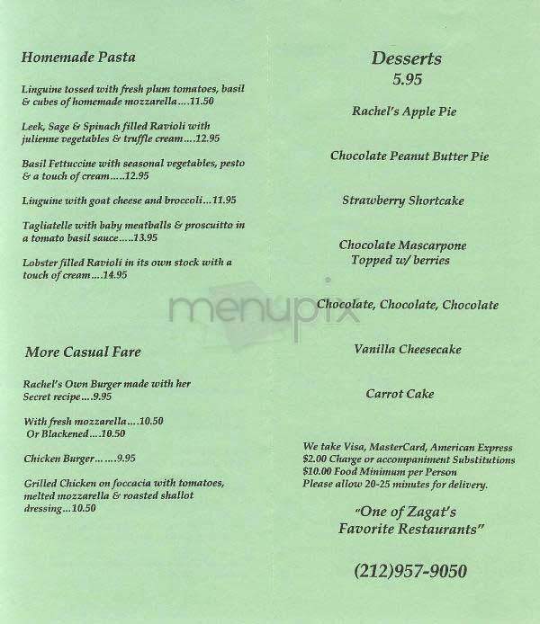 Rachel's - New York, NY menu_pic