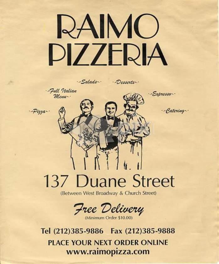 Raimo Pizza - New York, NY menu_pic