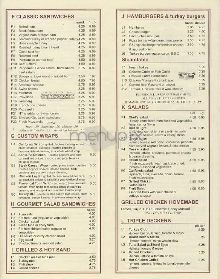 Rainbow Gourmet Deli - New York, NY menu_pic