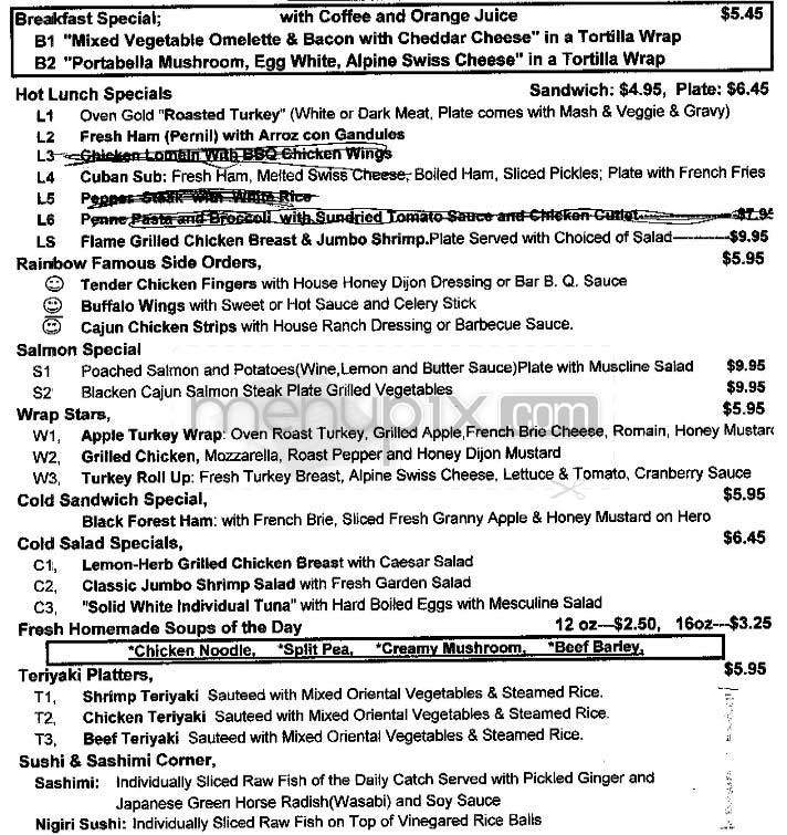 Rainbow Gourmet Deli - New York, NY menu_pic