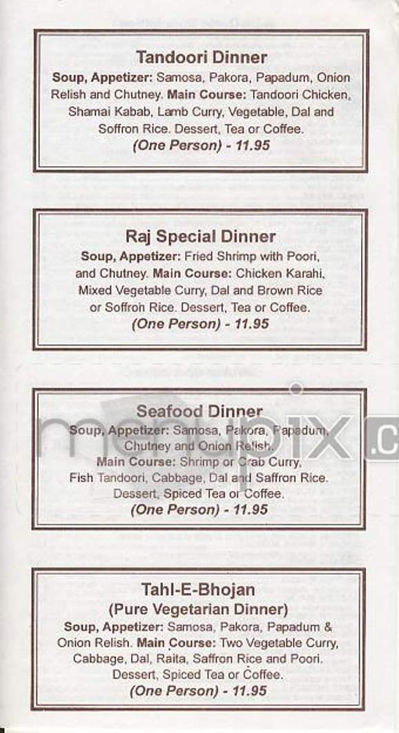 Raj Mahal - New York, NY menu_pic