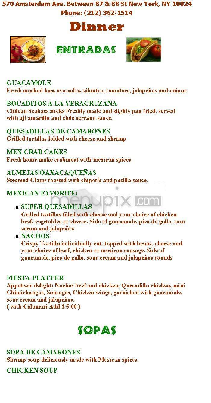 Rancho Cafe - New York, NY menu_pic