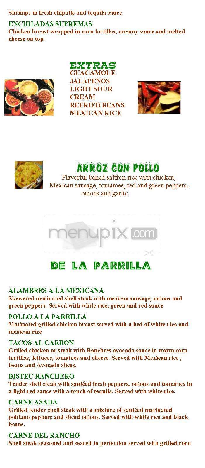 Rancho Cafe - New York, NY menu_pic