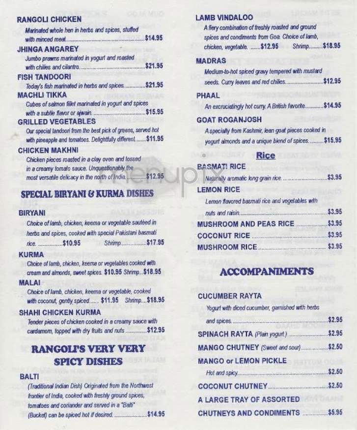 Rangoli - New York, NY menu_pic