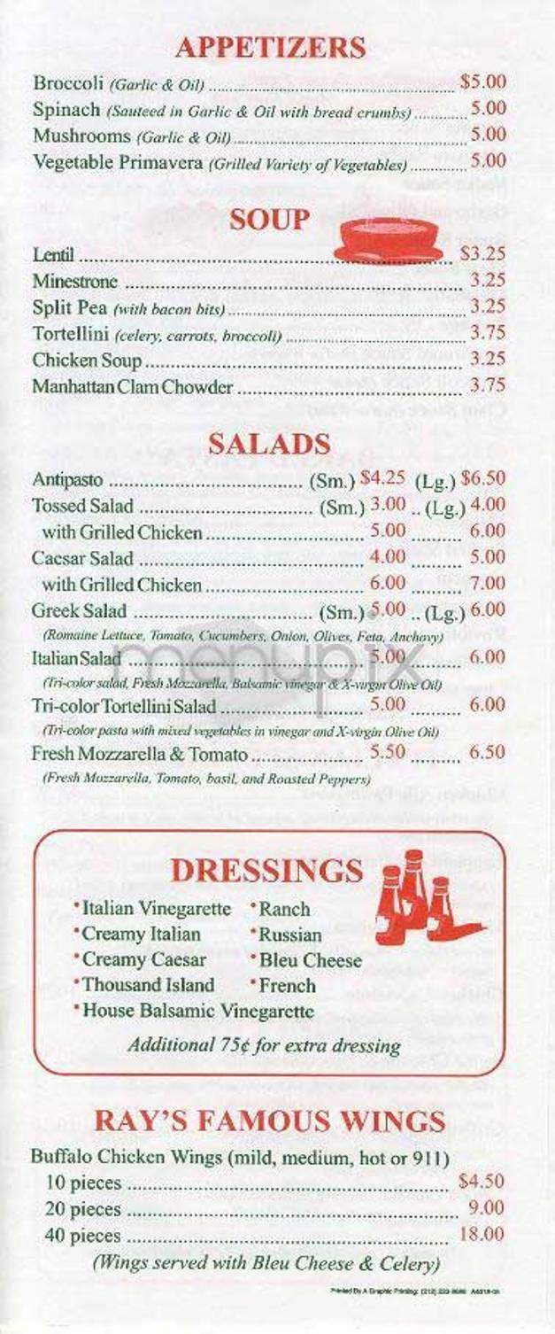 Famous Original Ray's Pizza - New York, NY menu_pic