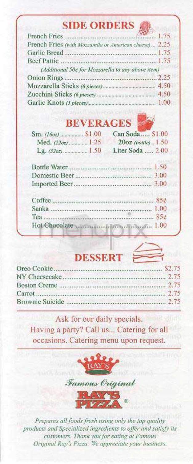 Famous Original Ray's Pizza - New York, NY menu_pic