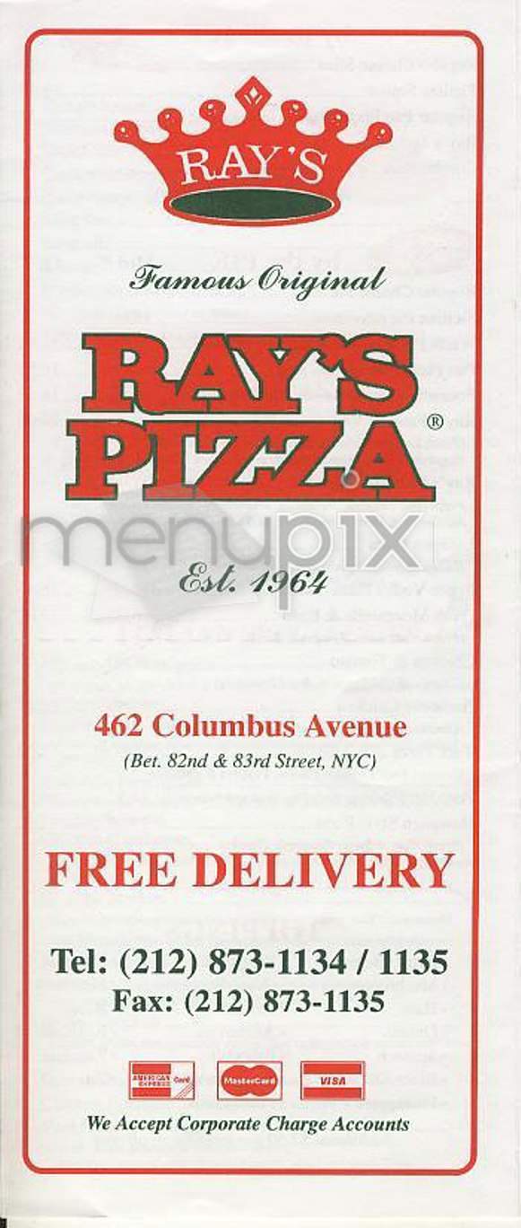 Famous Original Ray's Pizza - New York, NY menu_pic