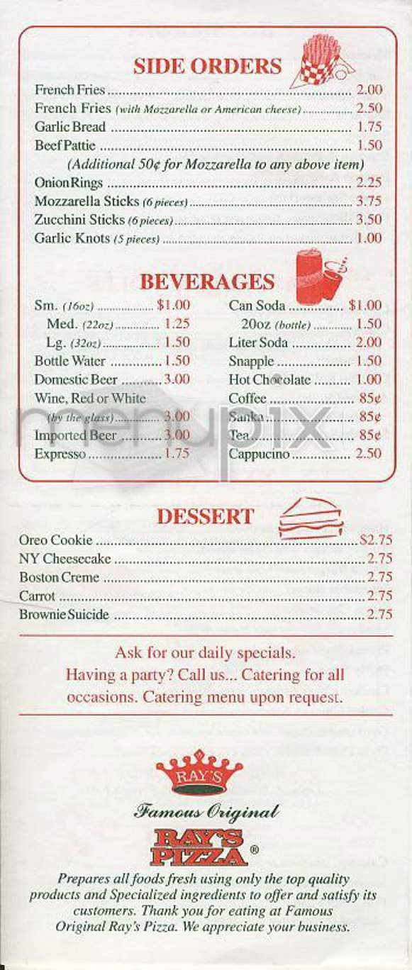 Famous Original Ray's Pizza - New York, NY menu_pic
