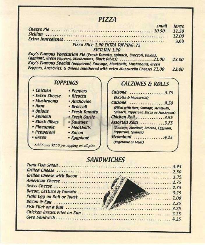 Ray's Pizza - New York, NY menu_pic