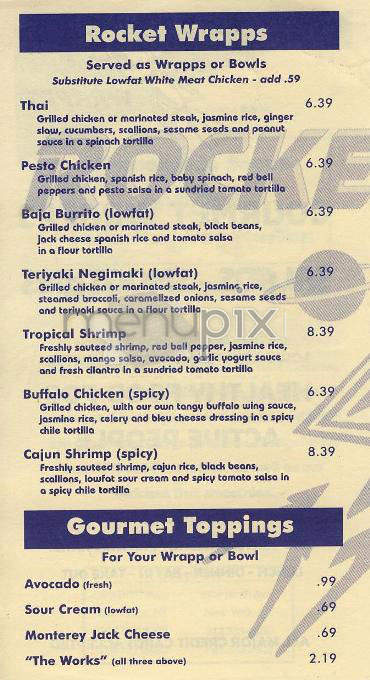 Rocket Wrapps - New York, NY menu_pic