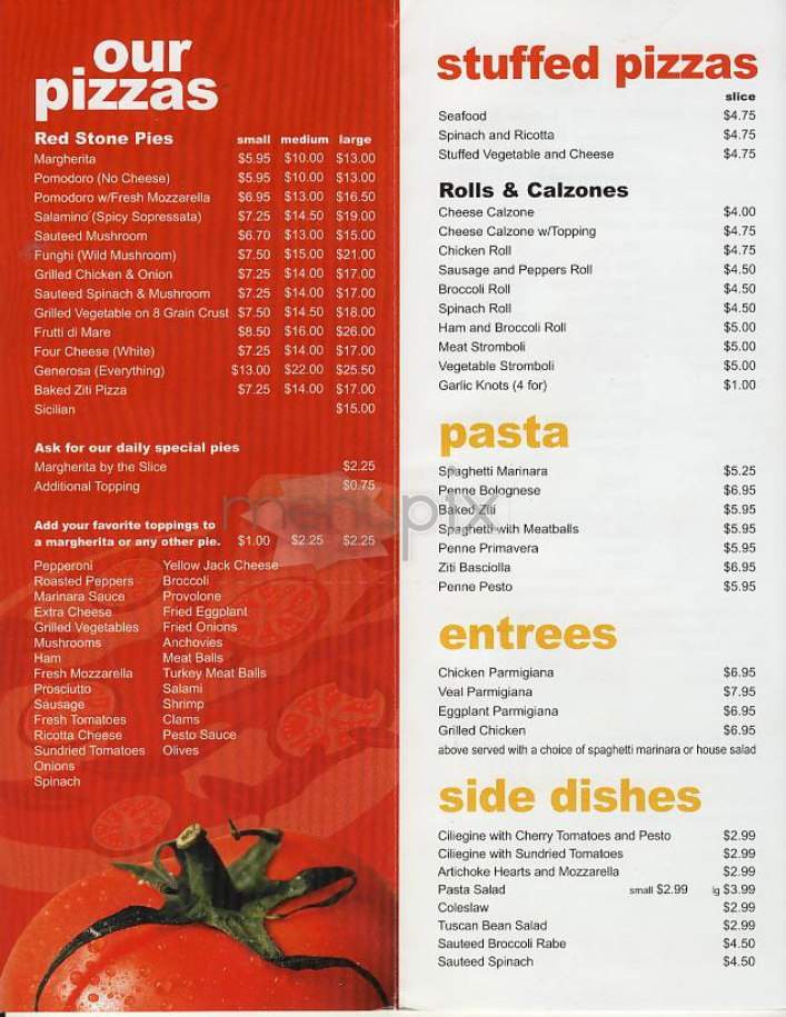 Red Stone Pizzeria - New York, NY menu_pic