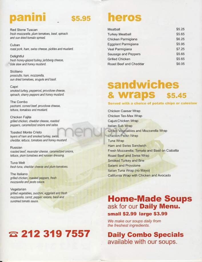 Red Stone Pizzeria - New York, NY menu_pic