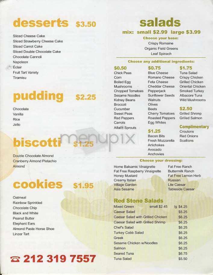 Red Stone Pizzeria - New York, NY menu_pic