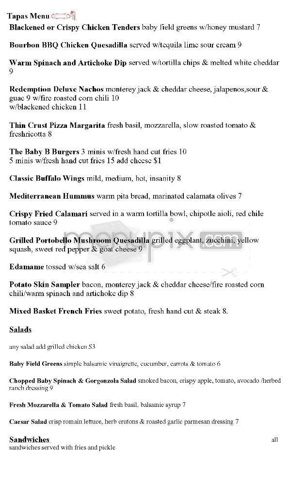 Redemption - New York, NY menu_pic