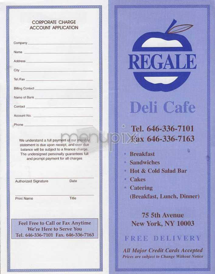 Regale Deli Cafe - New York, NY menu_pic