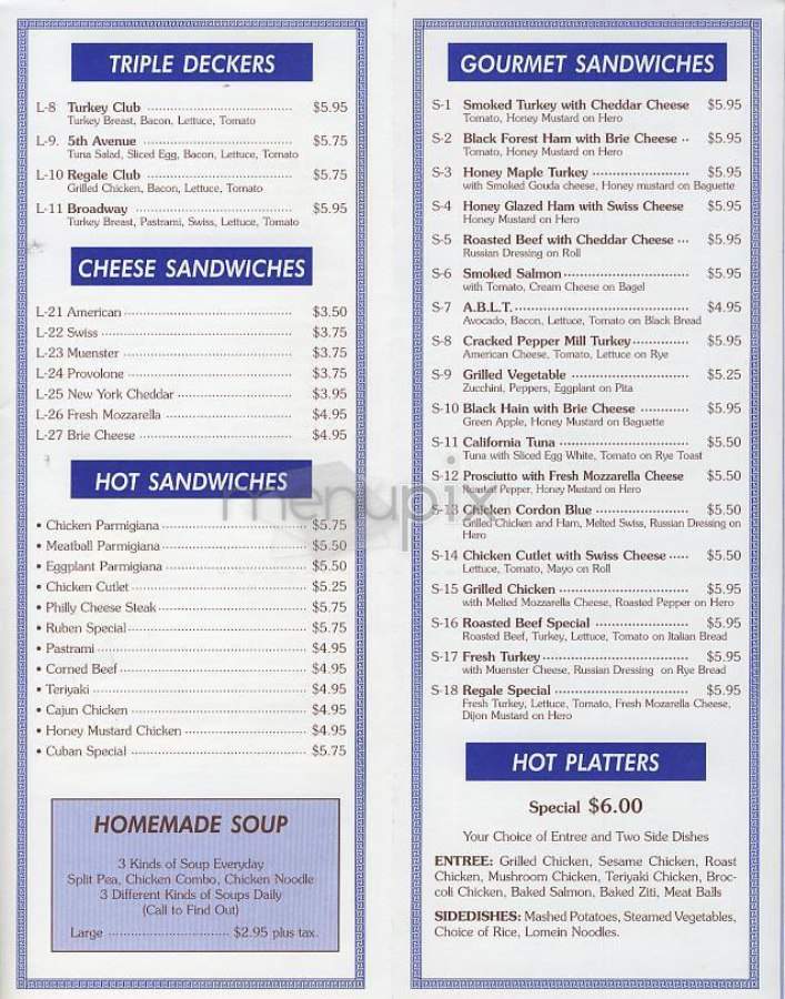 Regale Deli Cafe - New York, NY menu_pic